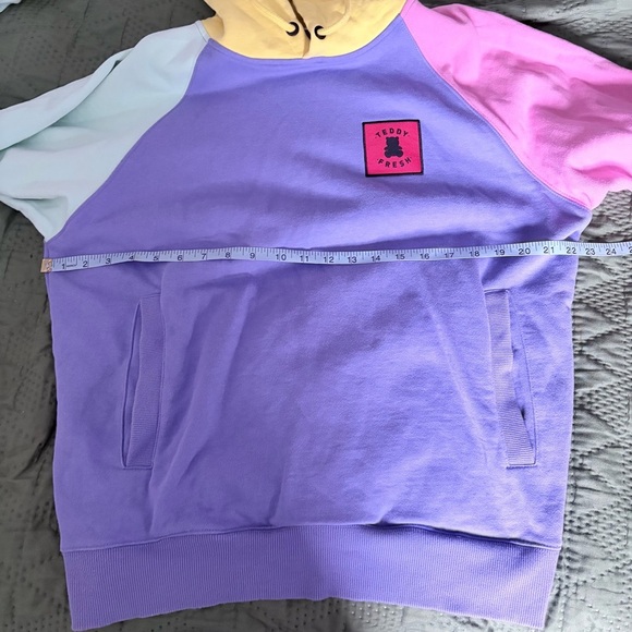 Teddy Fresh Yellow and Purple Hoodie with Bear Patch - Picture 4 of 5